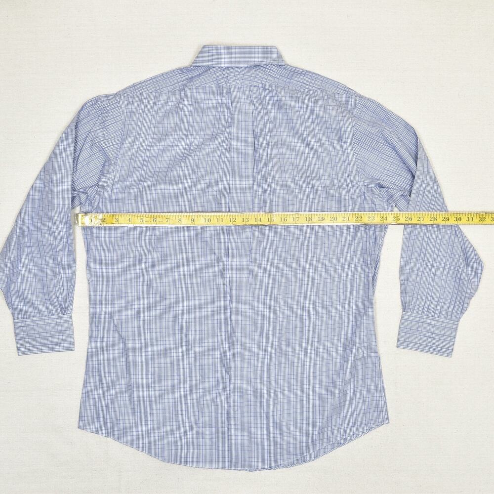 Brooks Brothers Men's Button Up Shirt Cotton Blue Size 17 - 2/3 Slim Fit No Iron - Picture 4 of 8